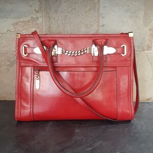 Milly Large Red Leather Tote Bag